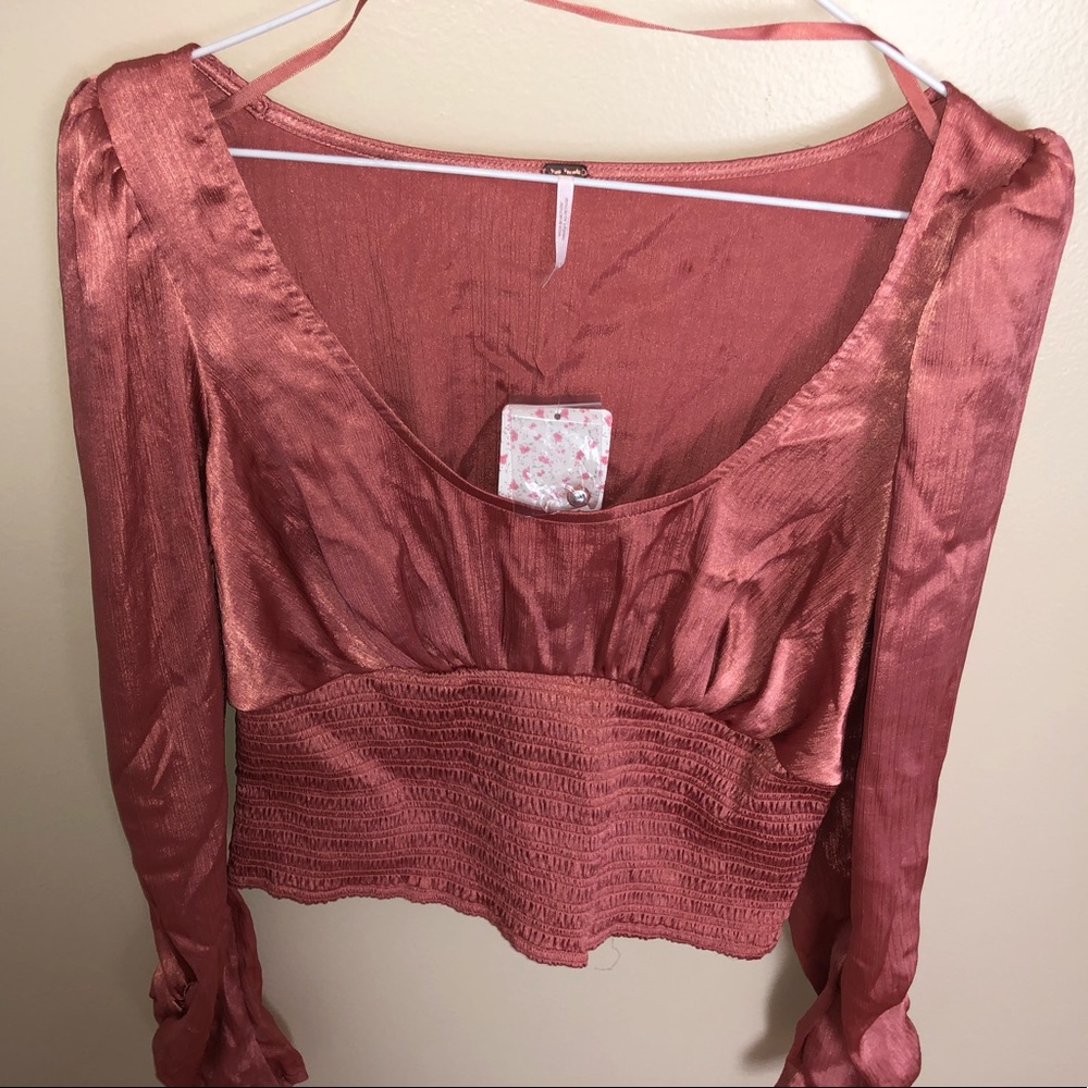 Free People Santiago Blouse Pink Cinnamon NWT